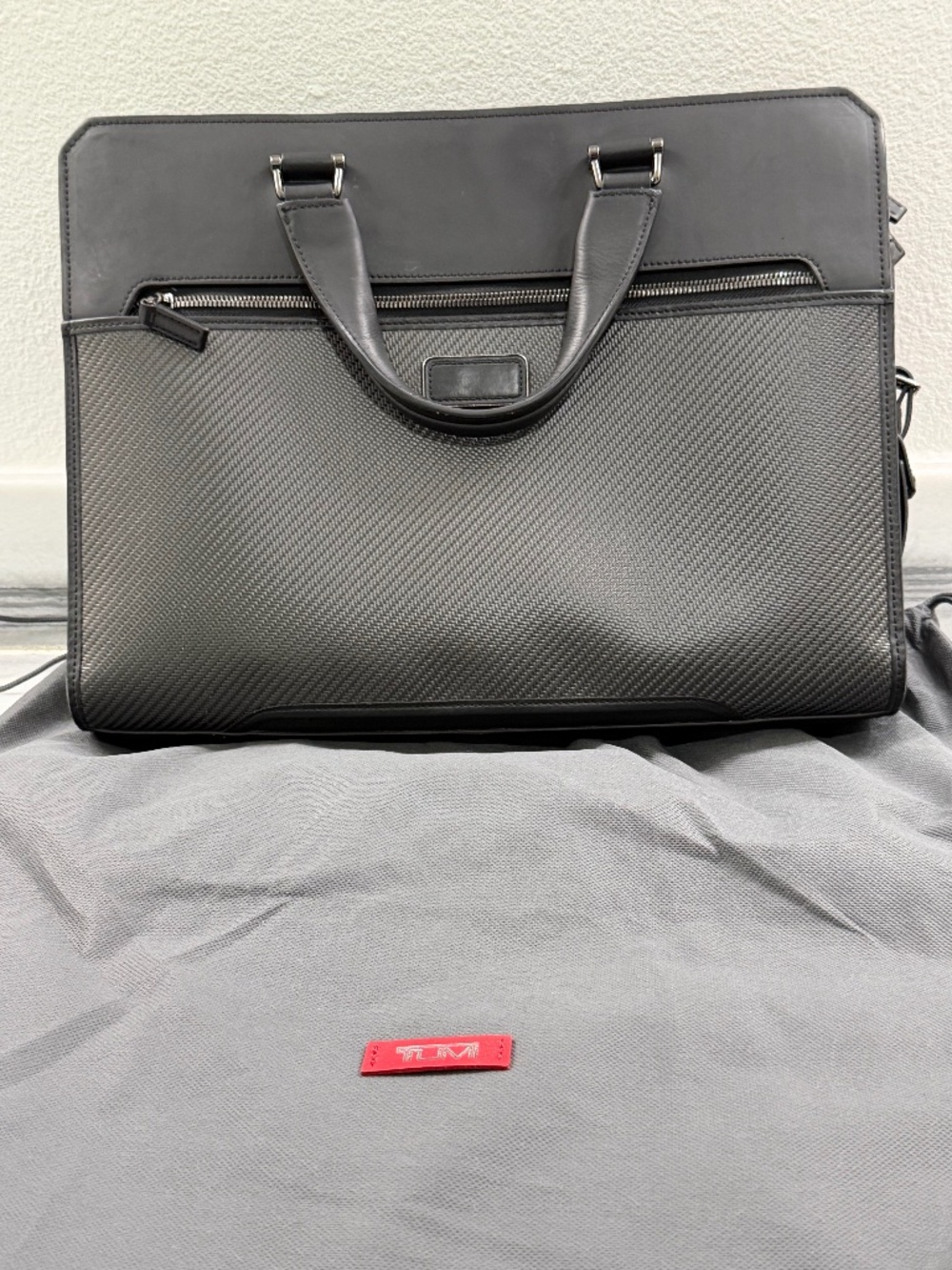 Tumi Barney Double Zip Briefcase Carbon Fiber